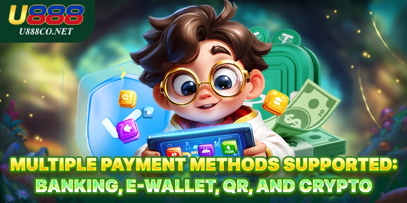 U888 Deposit Multiple payment methods supported: banking, e-wallet, QR, and crypto